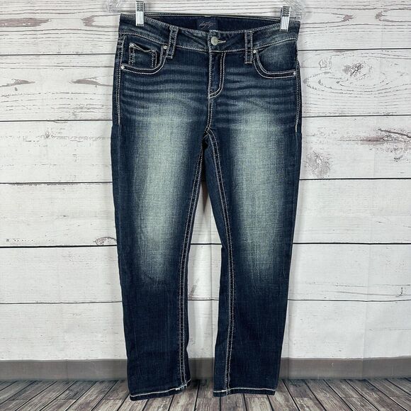 DayTrip Jeans Women 26 Blue Virgo Crop Straight Casual Midrise Relaxed Stretch - Picture 1 of 14